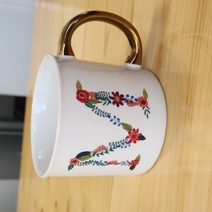 OPALHOUSE White Floral Letter "M" Initial Monogram Porcelain Mug Coffee Tea Cup